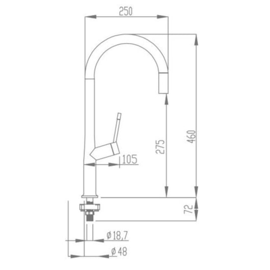 Misturador Monocomando De Mesa Para Cozinha Bica Alta 400 Grey Debacco - Imagem principal - c3a1427f-11db-47cc-ad79-b28437b22779