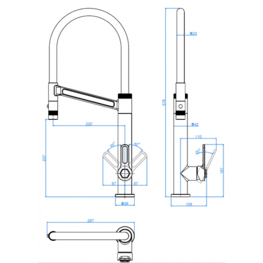 Misturador Monocomando De Mesa Para Cozinha Bica Flexível Urban Dark Antracite E Preto Deca - Imagem principal - 73105543-2b55-4969-9c49-16ebd8f0c559