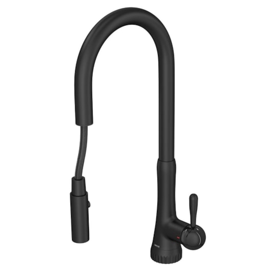 Misturador Monocomando De Mesa Para Cozinha Bica Móvel Perola Black Matte Deca - Imagem principal - b87ffa00-b59a-4861-a6e6-a6dc1c76b936