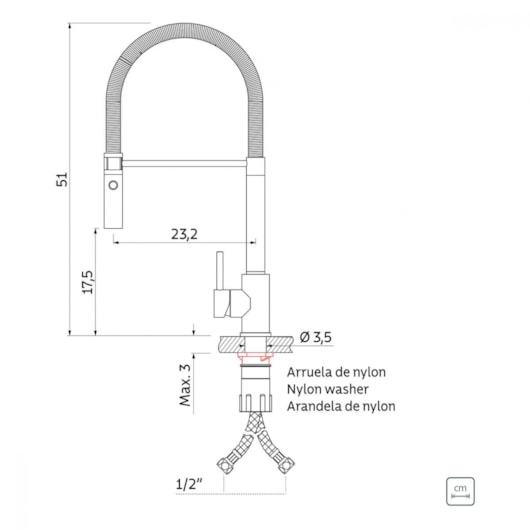 Misturador Monocomando De Mesa Para Cozinha Com Bica Alta Versatile Inox Tramontina - Imagem principal - ed3ab9be-1fe6-482a-98ce-55d51d69d2af