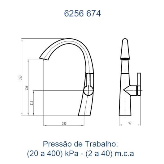 Misturador Monocomando De Mesa Para Cozinha Com Bica Móvel Kitchen  Doro Vecchio Fani - Imagem principal - 21d1a75f-16b4-472d-abab-cbffad57e59b