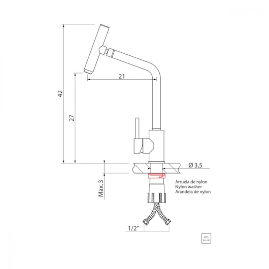 Misturador Monocomando De Mesa Para Cozinha Versa Bica Articulada Inox Tramontina - Imagem principal - 6e896240-ad19-4b19-8547-4357f4f5cb18