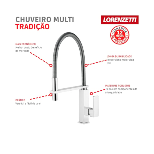 Misturador Monocomando De Mesa Para Cozinha Vogue Cromado 2267 C98 Lorenzetti - Imagem principal - cad13705-9ffd-43cb-aca0-3a3d413fdd63