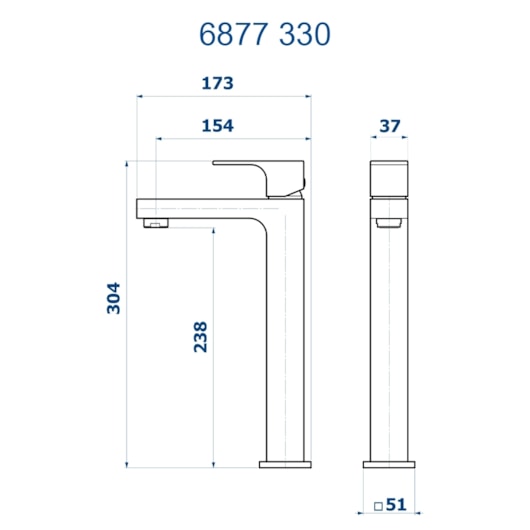 Misturador Monocomando de Mesa para Lavatório Bica Alta Retta 6877 BK330 Preto Fosco DN 15 1/2