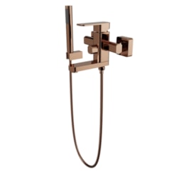 Misturador Monocomando de Parede para Banheira com Ducha Manual e Bica Retratil Purus Rose Gold Immersi