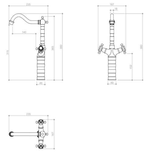 Misturador Monocomando Duplo Para Lavatório Bica Alta Kr381 Bronze Escovado Kromma - Imagem principal - 1831aa8e-f050-4eeb-b67b-e1209417f8b2