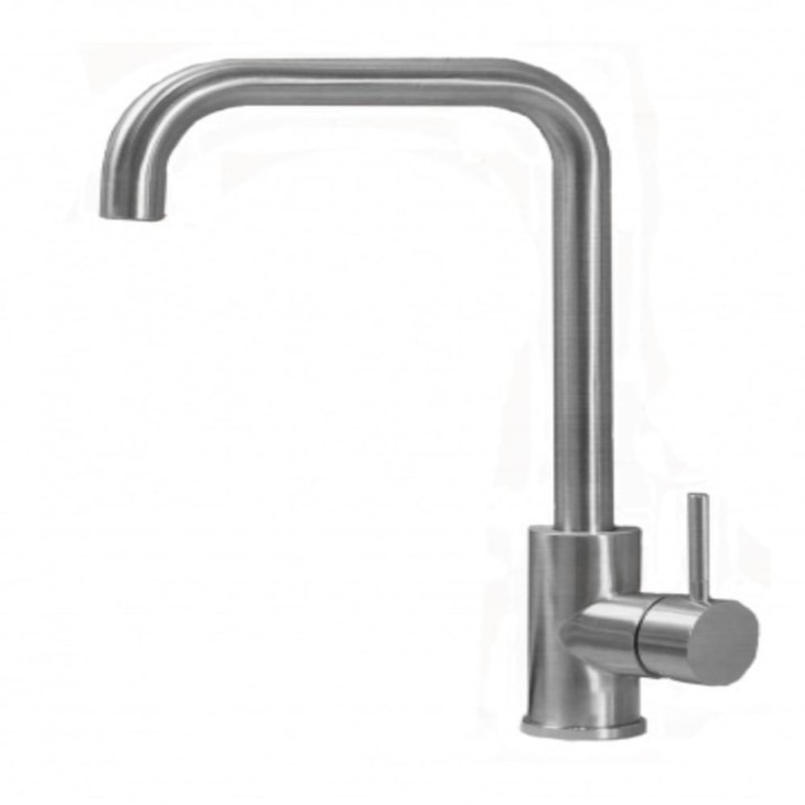 Misturador Monocomando Em Aço Inox Para Cozinha Bica Alta Giratória Kr503 Aço Escovado Kromma