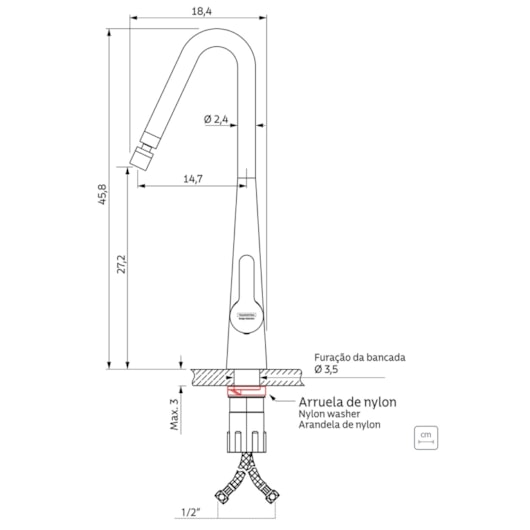 Misturador Monocomando Graceful em Aço Inox Tramontina - Imagem principal - c85cc0ce-da7f-4609-adfa-ab240bd1fe85