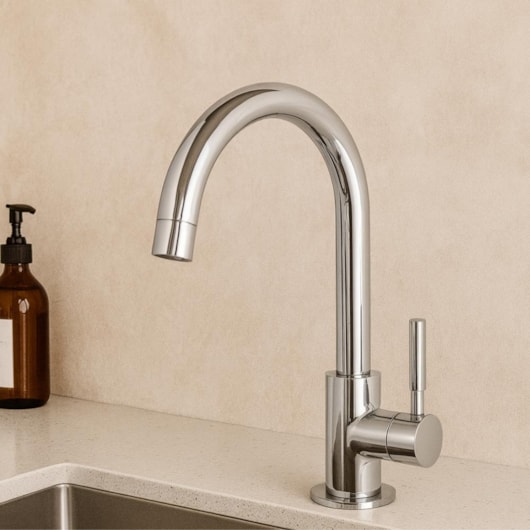 Misturador Monocomando p/Cozinha e Lavatório de Mesa Bica Alta Agile Cromado Romar - Imagem principal - ad88bed2-3ae3-4df8-b2ad-21029be3cedb