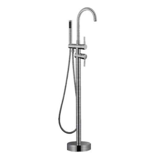 Misturador Monocomando Para Banheira De Chão Com Flexível 15M Kr208 Aço Escovado Kromma - Imagem principal - 4f375997-4674-44c7-8269-5cc03c2f7c3e
