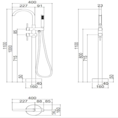 Misturador Monocomando Para Banheira De Chão Com Flexível 15M Kr208 Cromado Kromma