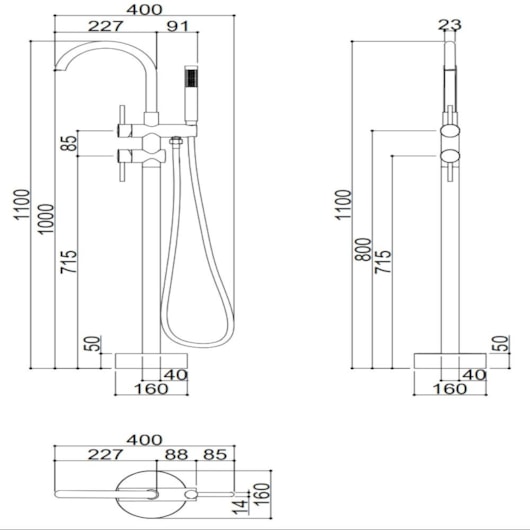 Misturador Monocomando Para Banheira De Chão Com Flexível 15M Kr208 Cromado Kromma - Imagem principal - 09c0179a-8010-4ef7-b5e8-65be40f309d9