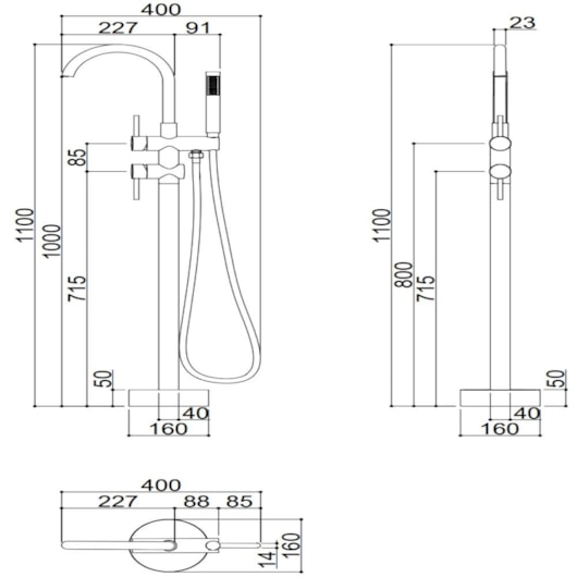 Misturador Monocomando Para Banheira De Chão Com Flexível 15M Kr209 Dourado Kromma - Imagem principal - 37c28b62-bbfb-4488-bd94-eb656dc184cc