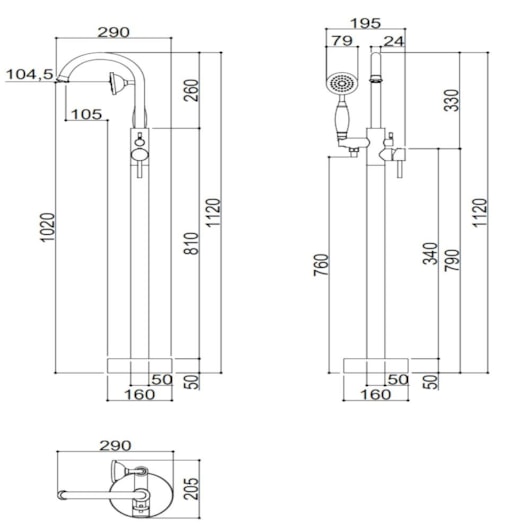 Misturador Monocomando Para Banheira De Coluna Rb2067 Rose Gold Rubinettos - Imagem principal - 99ee74be-72b3-47ad-ba82-5c1680d04c6c