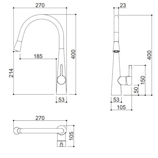 Misturador Monocomando Para Cozinha Bica Alta Com Ducha Extensível Kr389 Cromado Kromma - Imagem principal - 14700861-91d0-4062-bb5c-f19fceb6725d