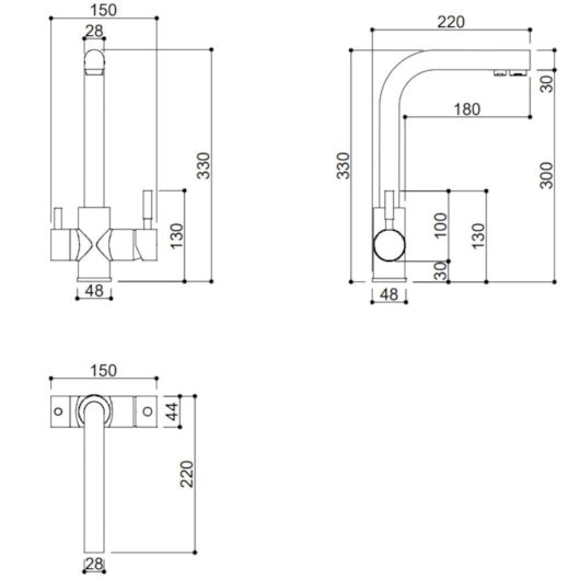 Misturador Monocomando Para Cozinha Bica Alta Com Saída Para Água Filtrada Rb3150 Cromado Rubinettos - Imagem principal - 518c6790-69ac-4c58-8358-f59a6fedbc4e