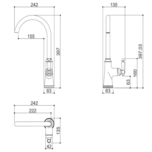 Misturador Monocomando Para Cozinha Bica Alta Giratória Kr380 Ébano Escovado Kromma - Imagem principal - bbcd6a9d-7866-4993-b8f7-31bc2a07e677