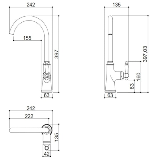 Misturador Monocomando Para Cozinha Bica Alta Giratória Kr391 Aço Escovado Kromma - Imagem principal - d261985c-fb6b-4b55-b051-b8d8472ccc35
