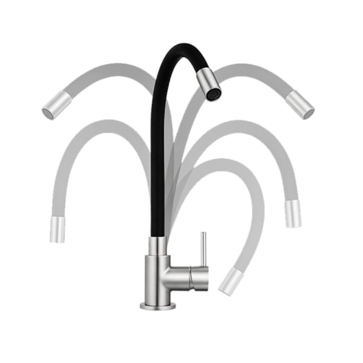 Misturador Monocomando Para Cozinha Bica Giratória Aço Escovado Drop - Imagem principal - 703fe904-abe1-474b-aff7-031c10f5c4da