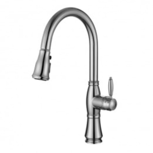 Misturador Monocomando Para Cozinha Com Ducha Extensível  Dois Jatos Bica Alta Giratória Rb8845 Aço Escovado Rubinettos - Imagem principal - dd35de29-69cd-468d-8a54-0f9dca84f6ae