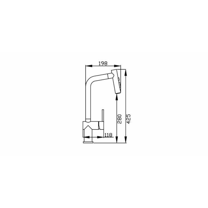 Misturador Monocomando para Cozinha de Mesa Bica Alta 500 Black Matte Debacco