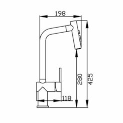 Misturador Monocomando Para Cozinha De Mesa Bica Alta 500 Black Matte Debacco