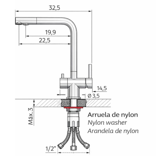 Misturador Monocomando Para Cozinha De Mesa Bica Alta Em Aço Inox Monde Filter Ultra Tramontina - Imagem principal - 4c760cf9-9539-4b2b-aafd-c7770333727c