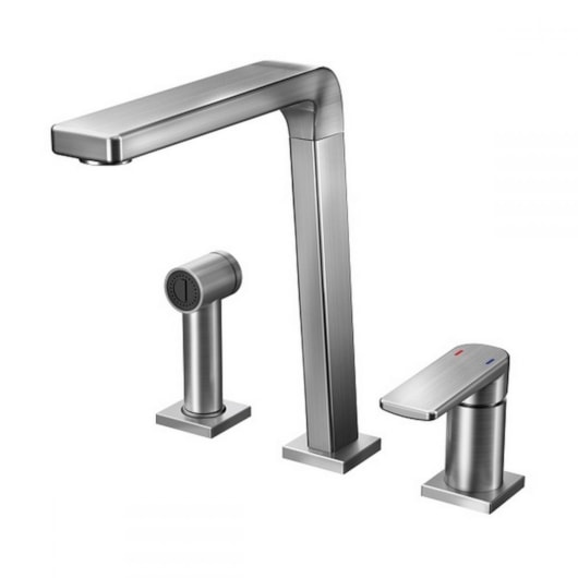 Misturador Monocomando Para Cozinha De Mesa Bistrô Com Ducha Grafite Escovado Docol - Imagem principal - 7e11e503-ca7b-407b-8eb4-36e357611fee