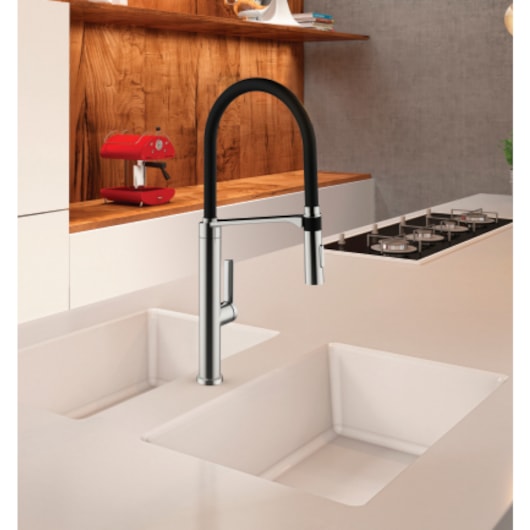 Misturador Monocomando Para Cozinha De Mesa Doc Chrome/black Docol - Imagem principal - 10a92518-4b84-4a1a-b789-edb2f2c45cb3