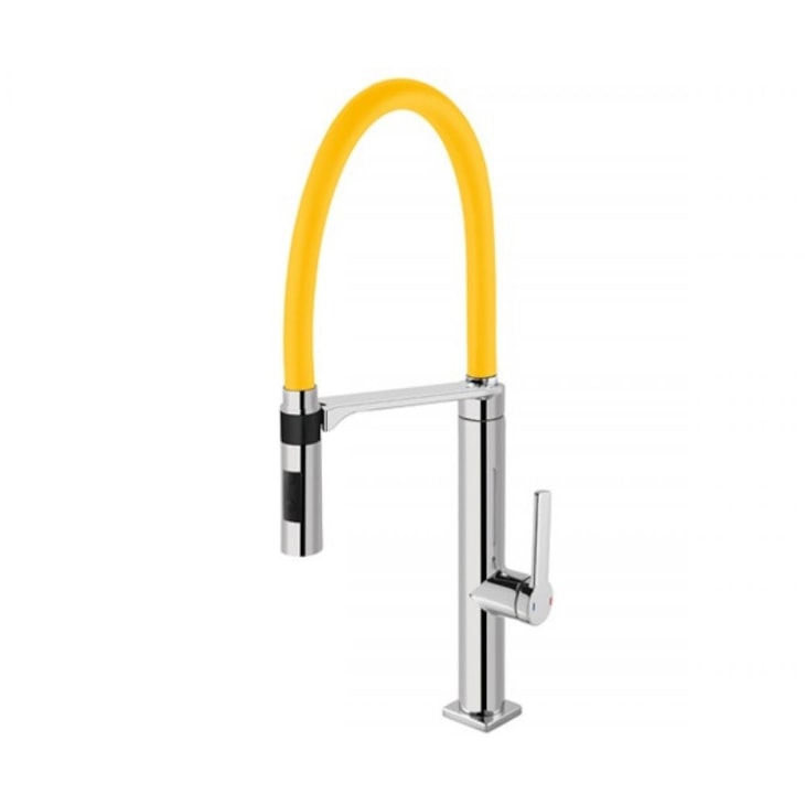 Misturador Monocomando Para Cozinha De Mesa Doc Cromada/amarelo Docol