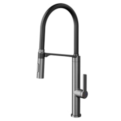 Misturador Monocomando Para Cozinha Doc Grafite Escovado C/ Mangueira Preta Docol