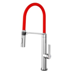 Misturador Monocomando Para Cozinha Vox Cromado Com Vermelho Docol
