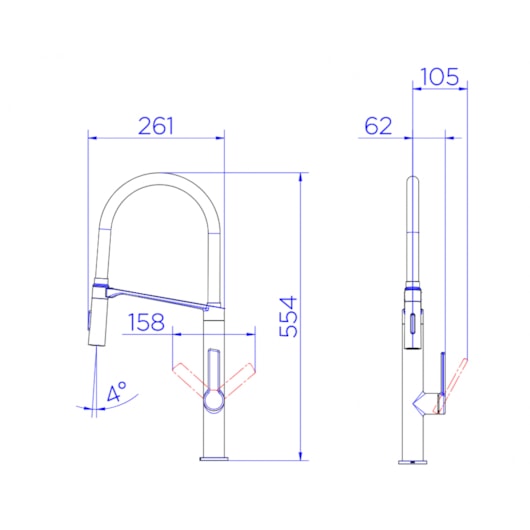 Misturador Monocomando Para Cozinha Vox Inox Escovado Com Preto Fosco Docol - Imagem principal - d384bc4a-8c2d-4510-90fd-8887e12dda64
