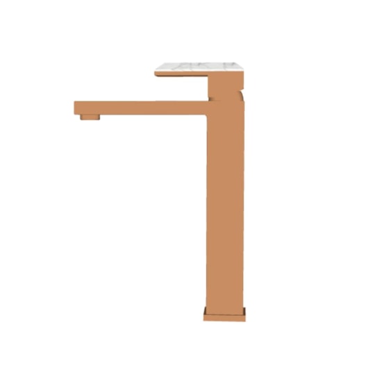 Misturador Monocomando Para Lavatório Bica Alta Com Pedra Howlita Branca Rb1817nrg Rose Gold Rubinettos - Imagem principal - 54e4f7df-bbb5-4af9-826d-57ae76cbd69c
