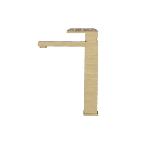 Misturador Monocomando Para Lavatório Bica Alta Com Pedra Quartzo Fume Rb1815n Dourado Escovado  Rubinettos - Imagem principal - b73a951b-5582-42ba-95a8-8198cbabcc21