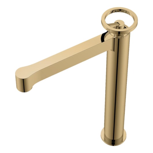 Misturador Monocomando Para Lavatório Bica Alta Rb6212 Champagne Matte Com Esfera Quartzo Rosa Rubinettos - Imagem principal - 4c2cf679-e320-478b-ab74-b92a1cadcceb
