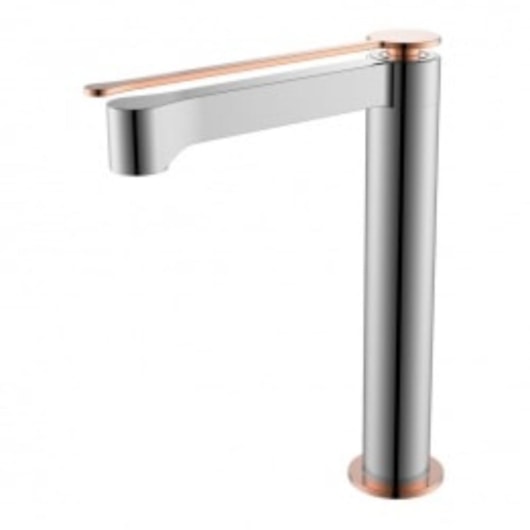 Misturador Monocomando Para Lavatório Bica Alta Rb8314 Aço Escovado E Rose Gold Rubinettos - Imagem principal - 1be659a1-cdc5-4bc6-bbf0-2f740525ddfe
