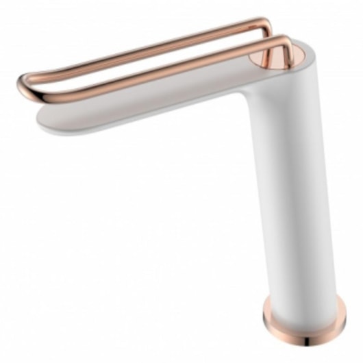 Misturador Monocomando Para Lavatório Bica Baixa Kr010 Branco E Rose Gold Kromma - Imagem principal - a5842fa7-2066-47a8-b8be-ae523887c517