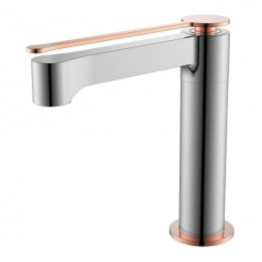 Misturador Monocomando Para Lavatório Bica Baixa Rb8313 Aço Escovado E Rose Gold  Rubinettos - Imagem principal - 66e3e3e4-53bc-4fc2-9dcd-874b6b3b3aef
