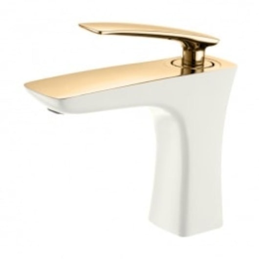 Misturador Monocomando Para Lavatório Bica Baixa Rb8905 Branco E Dourado Rubinettos - Imagem principal - 292d27a4-1b89-4b69-b265-7c133408574a