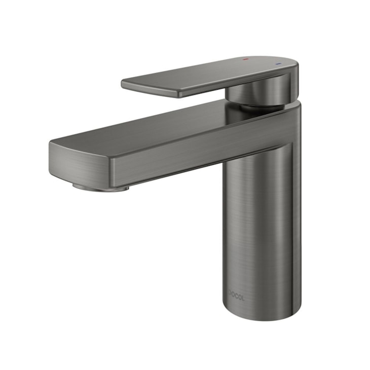 Misturador Monocomando Para Lavatório De Mesa Argon Bica Baixa Grafite Escovado Docol