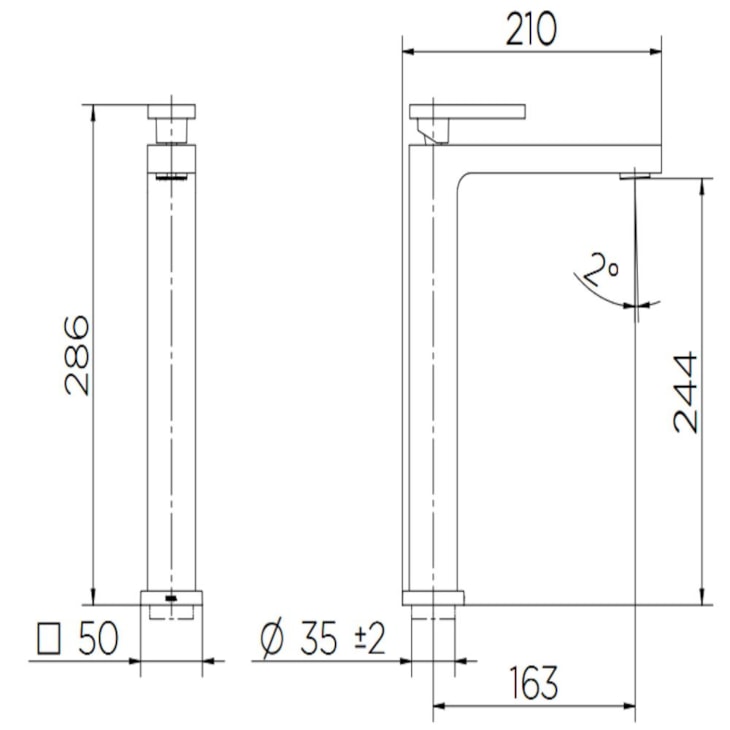 Misturador Monocomando Para Lavatório De Mesa New Edge Bica Alta Cobre Escovado Docol