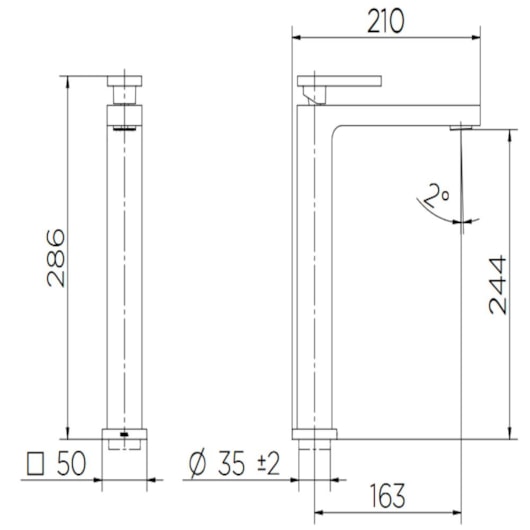 Misturador Monocomando Para Lavatório De Mesa New Edge Bica Alta Cobre Escovado Docol - Imagem principal - 3f2d1049-b0ad-4429-ad62-c1b1500f807b