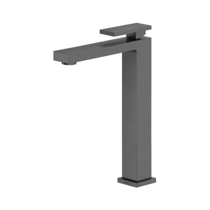 Misturador Monocomando Para Lavatório De Mesa New Edge Bica Alta Grafite Escovado Docol
