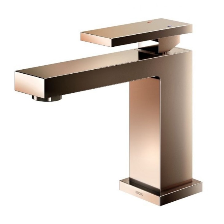 Misturador Monocomando Para Lavatório De Mesa New Edge Bica Baixa Cobre Polido Docol