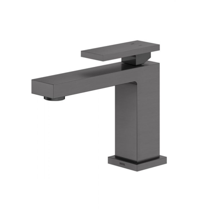 Misturador Monocomando Para Lavatório De Mesa New Edge Bica Baixa Grafite Escovado Docol