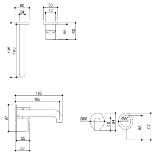 Misturador Monocomando Para Lavatório de Parede Kr469 Onix Matte Kromma - Imagem principal - 1ff3314a-47bc-451c-b5cd-d5218dc012f5