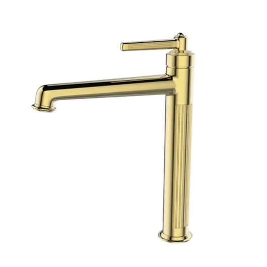 Misturador Monocomando Retro Bica Alta Country Dourado Lexxa - Imagem principal - 2352a290-28eb-4802-a511-c921ec3b5303