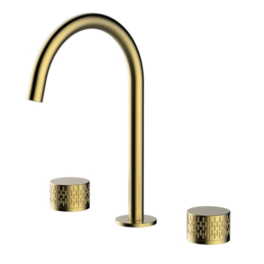 Misturador Para Bancada Duplo Comando  Bica Alta Ouro Escovado Lexxa - Imagem principal - ed386edb-65a5-4e14-ac89-546dc19dbad3