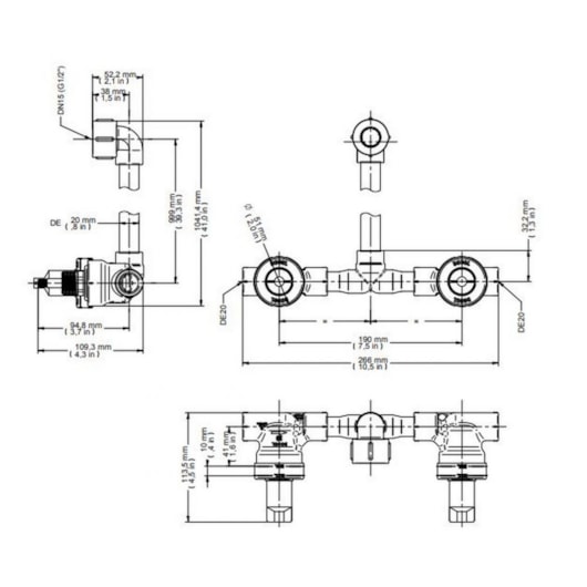 Misturador Para Chuveiro Ppr Base Tec 20mm Docol - Imagem principal - 29b2c479-65d8-4c54-8e9e-b1d1eb71fd11